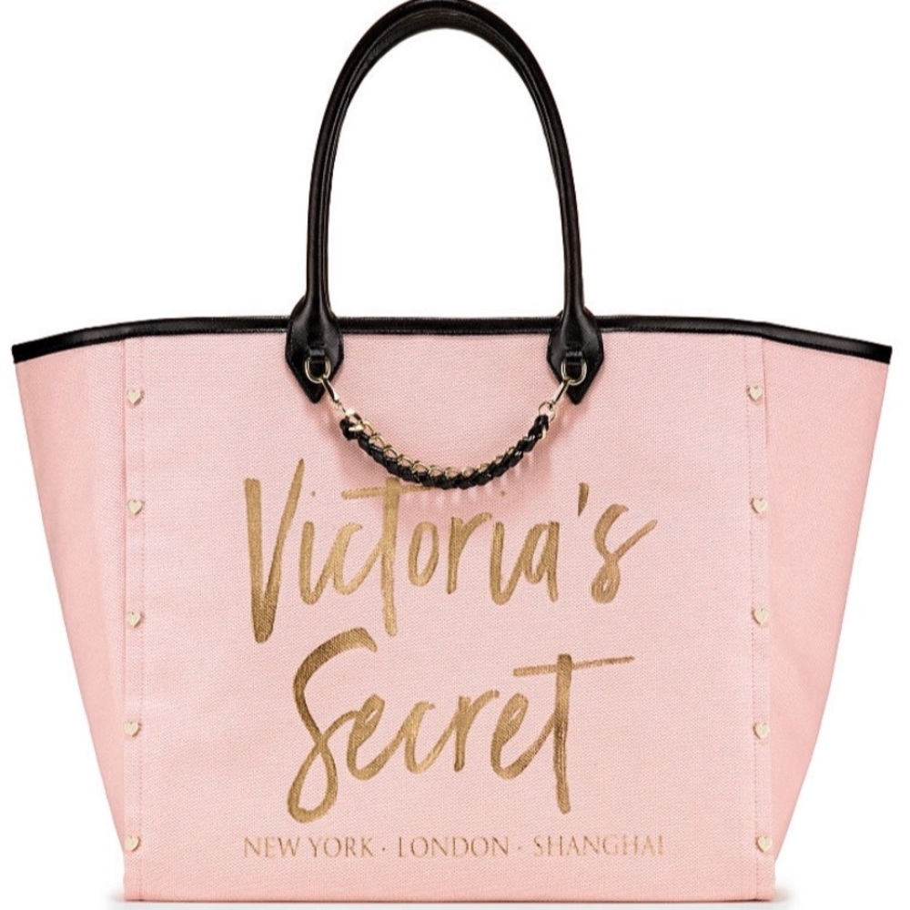 Victorias Secret gold CHAIN leather black HANDLE